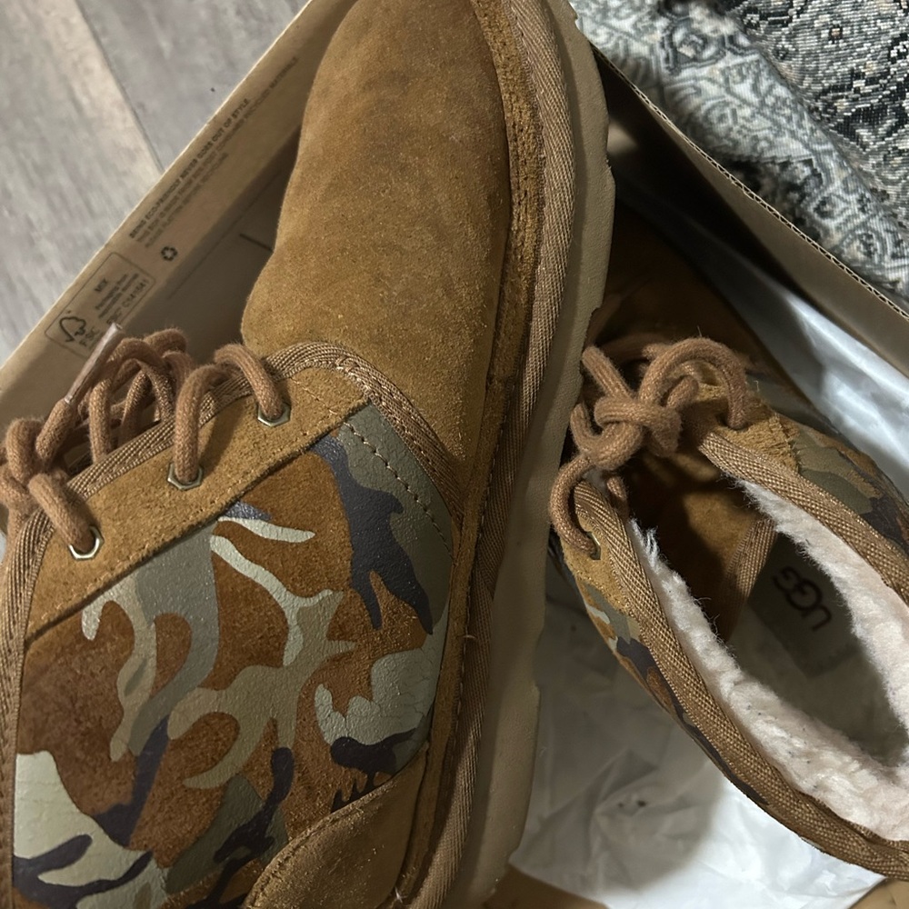 UGG Tan Suede Boots with Camouflage Design - Picture 2 of 4